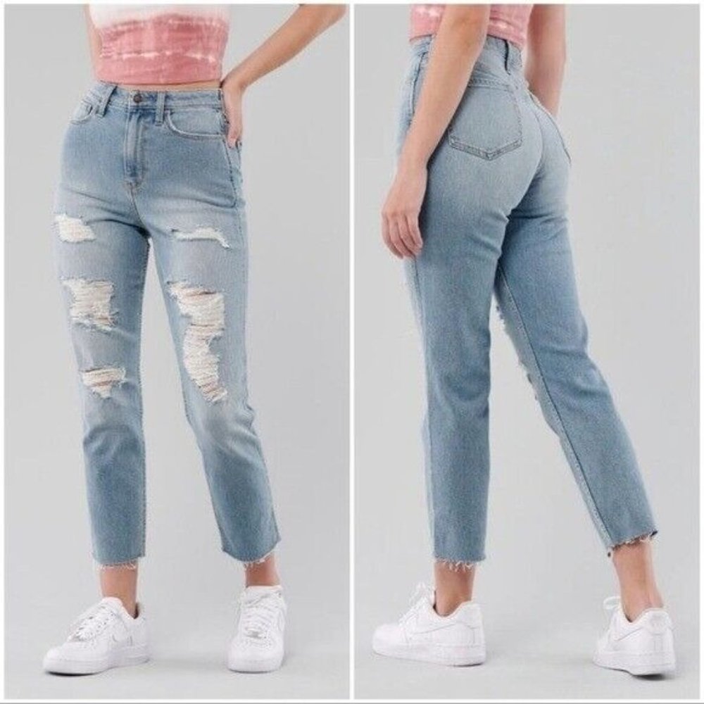 Hollister Curvy Vintage Ultra High-Rise Mom Jean Blue Size 25